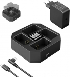 NEEWER 4-kanaliline USB-laadija NP-FZ100 kaamera akule, mis &uuml;hildub Sony A7IV A9iii A1 A7RV A7Cii A6700 ZV-E1 FX3 FX30, 45W PD kiirlaadija koos PD 45W kiirlaadijaga, aku indikaator, NW-Z4