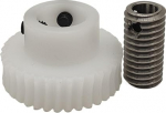 Hammasratas 1 komplekt 0,8 moodul 1:50 suhe Worm Gear 0,8 m 5 mm auk Roostevabast terasest Worm Shaft 40 hammastega POM Worm Gear Drive mehhanism (6 mm puur)