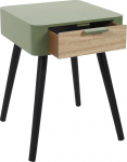 HOME DECO FACTORY Nachttisch mit 1 Schublade, Holz, Khakigr&uuml;n, Schwarz, 35x48x40cm