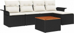 Rantry Garten Diivan Set Set von 6 Schwarz und Creme Poly-Rattan Gartenlounge Model3347313