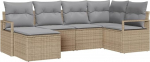 Rantry 6-teiliges Garten Sofa Set mit Kissen Beige Poly Rattan Gartenlounge Model3346450