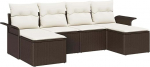 6-teiliges Garten Sofa Set mit Kissen Braun Poly Rattan, 2-Sitzer Garten Sofa mit Stauraum & Kissen Braun Poly Rattan Gartenlounge Model3354137