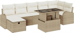 8-teiliges Garten Sofa Set mit Kissen Beige Poly Rattan Gartenlounge Model3359768