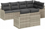 7-teiliges hellgraues Poly-Rattan Garten-Sofa-Set mit Kissen Gartenlounge Model3354411