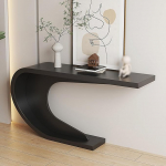 Moderner schwarzer Konsolentisch mit Ablagef&auml;chern - Stilvoller Akzenttisch f&uuml;r Eingangsbereich und Flur f&uuml;r Wohnzimmer, B&uuml;rodekor, platzsparende M&ouml;bel