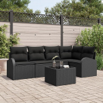 Rantry 6-teiliges Garten-Sofa-Set mit Kissen Beige Poly-Rattan Gartenlounge Model3346053