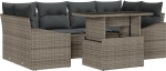 Rantry 7-teiliges Garten Sofa Set mit Kissen Grau Poly Rattan Gartenlounge Model3348935