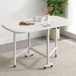Klappbarer Esstisch mit Bl&auml;tter-Design, 6 Rollen f&uuml;r Mobilit&auml;t, PVC-Oberfl&auml;che, stabiler Rahmen aus Karbonstahl, tr&auml;gt bis zu 150 kg, ideal f&uuml;r Esszimmer und Wohnzimmer