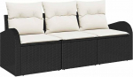 Rantry 3-teiliges Garten-Sofa-Set mit Kissen in Schwarz Poly-Rattan Gartenlounge Model3345897