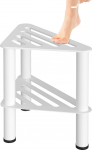 WINSTECK Rustproof Corner Shower Foot Stool, Shower Footrest Bench with Storage Compartment for Indoor Shower, 36 cm Height, 350 kg Load Capacity, Adjustable Step Stool, Waterproof Non-Slip Bathroom