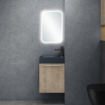 doporro Pisa vannitoam&ouml;&ouml;blikomplekt Tamme Greige B x S x K: 46 x 26 x 63 cm Vannituba koos valatud mineraalvalamuuga, matt antratsiit K&uuml;laliste tualettruumi seinapealne koos LED-peegliga