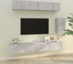 Homgoday TV-M&ouml;bel-Set 6 St&uuml;ck Grau Beton aus mehrschichtigem Holz, TV-Schrank, niedriger TV-Schrank, f&uuml;r industrielle Wohnzimmertisch, TV-St&auml;nder, Wohnzimmer, Zementgrau
