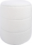 Rebecca Mobili RE6838 Round Storage Stool Footstool White MDF Terry Polyester Living Room Bathroom 43 x 41 x 41 cm