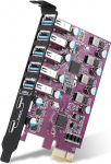 YEELIYA PCIe USB 3.0 Card 7 Port PCI Express USB 3.2 Gen 1 Expansion Card Connector for Desktop PC Windows and Mac OS
