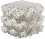 Beliani Pouf footrest seat pouf beige with metallic threads gold quartatic Boho Nashik