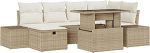 Rantry 7-teiliges Garten Sofa Set mit Kissen Beige Poly Rattan Gartenlounge Model3359878