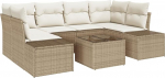 Rantry 7-teiliges Garten Sofa Set mit Kissen Beige Poly Rattan Gartenlounge Model3346961