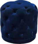 Meridian Furniture Harper Collection Modern Velvet Deep Button Ottoman Solid Wood Frame, Navy Blue, 18" W x 18" D x 17" H