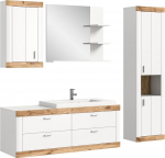 xonox.home - 4-osaline kombineeritud Laredo 192 x 172 x 48 cm valge ja valge matt s&uuml;gav t&otilde;mmatav vannitoam&ouml;&ouml;blikomplekt Vannitoakappide kombinatsioon Kaasaegne ja funktsionaalne