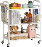 HDANI 3-tasandiline metallist v&otilde;rk-k&auml;ru suure mahutavusega raskekahurv&auml;e s&otilde;idukik&auml;ru konksude ja korviga (valge)