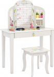 LIFEZEAL Riietuslaua komplekt lastele, laste meigilaud armas mustriga ja v&auml;ljaheide, riietuslaud koos peegli ja sahtliga, kingitus t&uuml;drukutele 3-7 aastat vana (ananass, 70 x 34 x 95,5 cm)