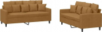 Tomostar Diivan-Set f&uuml;r Wohnzimmer, 3-Sitzer und 2-Sitzer, 2-teilig, mit Kissen, Braun, Samt