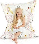 Italpouf Bean Bag XL hiiglaslik Bean Bag istmepadi Indoor Bean Bag tool lastele EPS helmed t&auml;idis, eemaldatav kate, masinpesu, lehma print, 135 x 98 cm