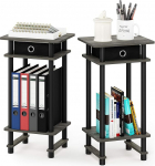 Furinno K&otilde;rge k&uuml;ljelaud sahtlitega, puit, prantsuse tamm, hall/must/must, 29,49 x 39,5 x 70,41 cm