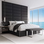 VANT polsterdatud peaplaadid, aktsentse seinapaneelid, pakett 4, lihtne paigaldus, peaplaat Twin King suurusega (91 cm laius, Weave Steal Black)