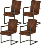 KHG 4 s&ouml;&ouml;gitooli komplekt k&auml;etugedega kaetud mikrofiiberkattega pruun - vabak&auml;eline tooli mokkaga Look kuni 110 kg - k&ouml;&ouml;gitool, kiiktool, polsterdatud tool vahu ja laineriputiga