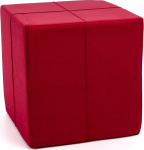 Ecopuf Cube Stool Faux Leather Microfibre Seat Box Cube Pouf Ottoman Footstock for Living Room Home Decor 40 x 40 x 40 cm Faber Red A12