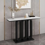 Schmale Konsolentische f&uuml;r Flur und Eingangsbereich, Ablage hinter dem Sofa, Marmor-Spiegel-Display, moderner Eingangstisch, moderner schwarzer Konsolentisch f&uuml;r Flur und Eingangsbereich, st