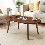 Kaasaegne ovaalne/&uuml;marate riiulitega kohvilaud, stiilne puit kodu jaoks, v&auml;ike naturaalne laud riiulitega, kaasaegne disain