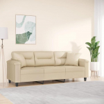 3-Sitzer-Sofa mit Kissen Diivan Couch Loungesofa Polstersofa Relaxsofa G&auml;stesofa Dopplesofa Sofa f&uuml;r Wohnzimmer Schlafzimmer G&auml;stezimmer Creme 180 cm Mikrofasergewebe