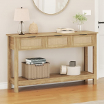 Luoxiao konsoollaud kitsas puidust rotangist koridorilaud 3 sahtliga sissep&auml;&auml;sulaud avatud riiuliga kitsas diivanilaud elutuppa Boho konsoollaud esikusse fuajee sissep&auml;&auml;suks 120 x 30 x 80 cm