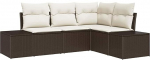 4-teiliges Garten Sofa Set mit Kissen Braunes Poly Rattan Gartenlounge Model3355707