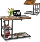 GIANTEX C-kujuline laud ja ratastel kohvilaud 5 reguleeritava k&otilde;rguse ja riiuliga, t&ouml;&ouml;stuslik mobiilne kallutatava pinnaga elutoa magamistoas (kohv)