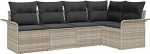 Rantry 5-teiliges Garten Sofa Set mit Kissen Hellgrau Poly Rattan Gartenlounge Model3345362
