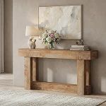 Lailang 63-tolline konsoollaud, ristk&uuml;likukujuline sissep&auml;&auml;sulaud, diivanilaud riiulitega, puidust koridorilaud, sissep&auml;&auml;sulaud elutuppa, eriti pikk diivanilaud, 63 x 12 x 30 tolli, hele tammepuu