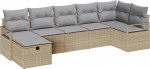 Rantry 7-teiliges Garten-Sofa-Set mit Kissen Beige Poly Rattan Gartenlounge Model3359199