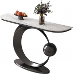 Generisch Moderner Konsolentisch aus Steinplatte mit Ablagef&auml;chern - Leicht zu reinigende M&ouml;bel f&uuml;r Eingangsbereich, Flur, Wohnzimmer und Schlafzimmer (Schwarz, 100 x 30 x 80 cm)