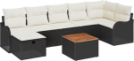 8-teiliges Garten-Sofa-Set mit Kissen Schwarz Poly-Rattan, 2-Sitzer Garten-Sofa mit Kissen Schwarz Poly-Rattan Gartenlounge Model3359488