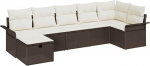 Garten-Sofa-Set mit Kissen mit Speicher 7 tk Braun Poly Rattan Gartenm&ouml;bel Model3360229