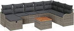 Garten-Sofa-Set Modern Poly-Rattan Akazienholz Sitzbank Eckplatz Sitzm&ouml;bel Model3360828
