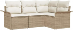 4-teiliges Garten Sofaset mit Kissen Beige Poly Rattan Gartenlounge Model3345341