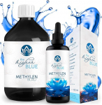 K&otilde;rgem BLUE Methylene Blue 1% lahus 1000 ml + 100 ml tasuta | K&otilde;rgeim puhtus 99,9% | Ph. Eur. Puhas kangas | Valmistatud ja laboratoorselt testitud Saksamaal | Sisaldab lehter.