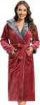Vislivin Women's Bathrobe with Hood Fluffy Bathrobe Long Warm Dressing Gown Fleece Robe Women