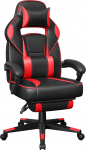 SONGMICS OBG73BRV1 Gaming Chair, Desk Chair with Footrest, Office Chair with Headrest and Lumbar Cushion, Height-Adjustable, Ergonomic, 90&ndash;135&deg; Tilt Angle, Maximum Load 150 kg, Black/Red