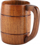 DEWIN puidust &otilde;llekann, naturaalne puidust &otilde;llekann, retro tee vesi klassikaline puidust kruus k&auml;epidemega, 400 ml