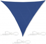 Relaxdays Triangular Sun Sail, 6 x 6 x 6 m, Water-Repellent, UV Protection, with Tension Ropes, Triangle Sail Garden, Dark Blue